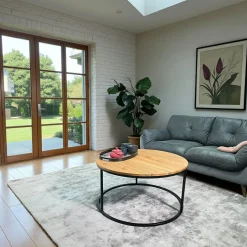 PALERME Tables Basses Rondes|Table basse ronde diamètre 90 cm en chêne huilé