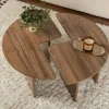 MARFA Tables Basses Rondes|Tables Basses Gigognes|Table basse ronde effet bois de noyer - design puzzle