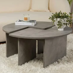 MARFA Tables Basses Rondes|Tables Basses Gigognes|Table basse ronde effet béton – design puzzle
