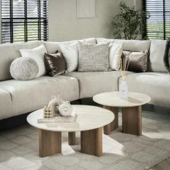 ASCOLI Tables Basses Gigognes|Table basse ronde en céramique (lot de 2)