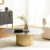 ZALA Tables Basses Rondes|Table basse ronde métal noir pied central doré
