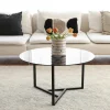 TULUM Tables Basses En Verre|Tables Basses Rondes|Table basse ronde verre fumé, pied noir 3 branches
