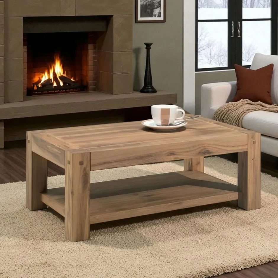 Fjord Tables Basses Scandinaves|Table basse rustique double plateau