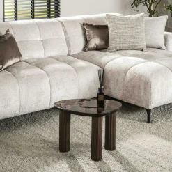 LAGUNA Tables Basses Design|Tables Basses En Verre|Table basse verre – finition antique dorée, 35 cm