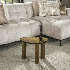 LAGUNA Tables Basses Design|Tables Basses En Verre|Table basse verre – finition cuivre antique, 35 cm