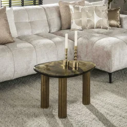 LAGUNA Tables Basses Design|Tables Basses En Verre|Table basse verre – finition cuivre antique, 35 cm