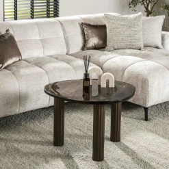 LAGUNA Tables Basses Design|Tables Basses En Verre|Table basse verre – finition cuivre antique, 45 cm