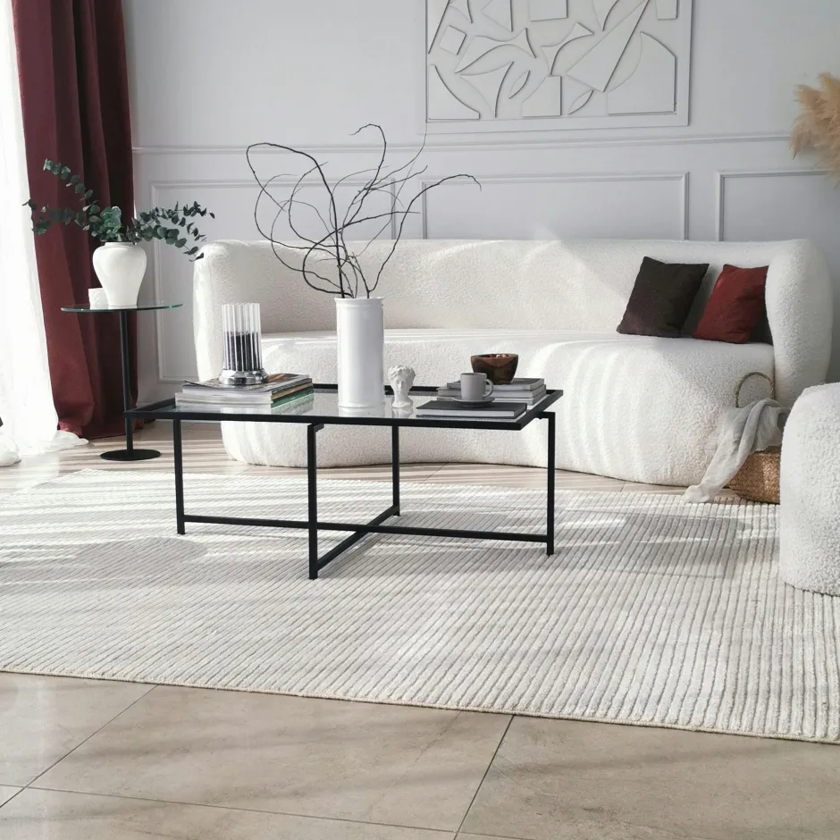 TULUM Tables Basses En Verre|Table basse verre & métal doré - design minimaliste