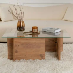 SALTA Tables Basses En Verre|Table basse verre déstructurée – base gris anthracite