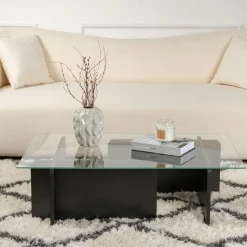 SALTA Tables Basses En Verre|Table basse verre déstructurée – base gris anthracite