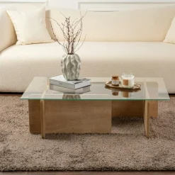 SALTA Tables Basses En Verre|Table basse verre déstructurée – base gris anthracite