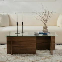 SALTA Tables Basses En Verre|Table basse verre déstructurée – base gris anthracite