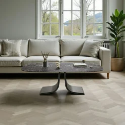 LIGURIE Tables Basses En Verre|Table basse verre ondulé noir, pied ouvert