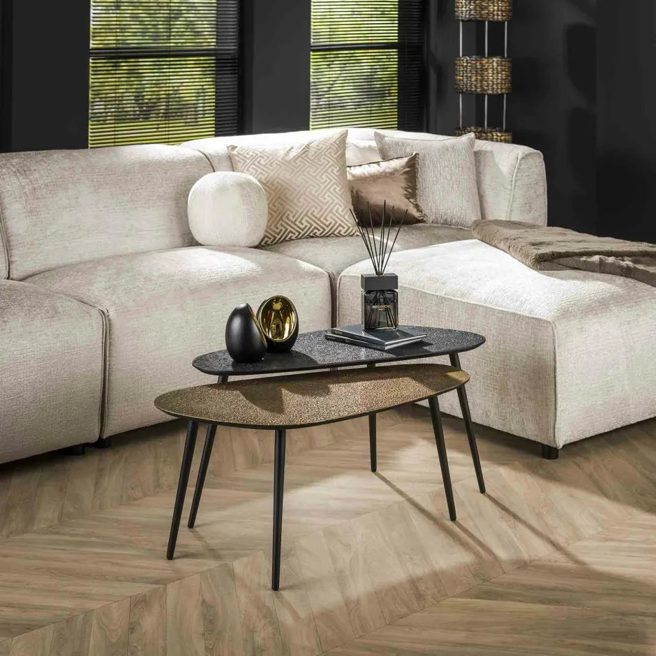 BRADFORD Tables Basses Vintage|Table basse vintage en bois de chêne, forme ovale