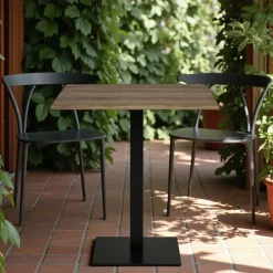 NAPA Tables À Manger Carrées|Tables À Manger En Chêne|Table bistrot bois brun - pied métal noir, 70 cm