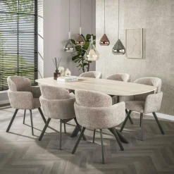 COLISEE Tables À Manger Rectangulaires|Tables À Manger En Céramique|Table céramique effet travertin texturé - 180 cm