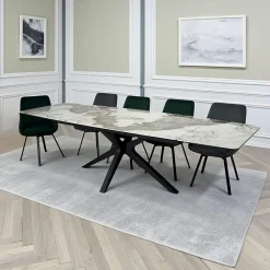 LOMBARDIE Tables À Manger Rectangulaires|Tables À Manger En Céramique|Table céramique extensible effet marbré 180-280 cm