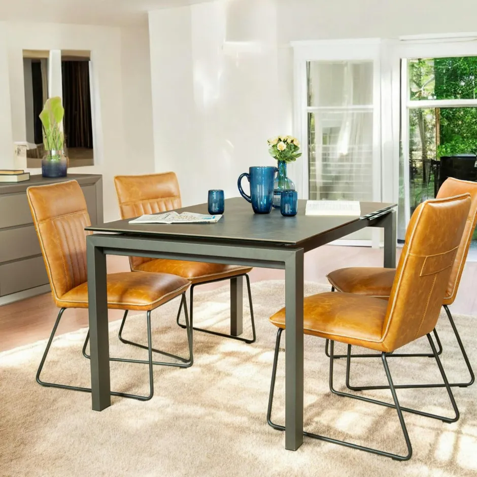 TORONTO Univers Déco·Design Contemporain|Tables À Manger Rectangulaires|Table céramique extensible gris foncé 176 cm-216 cm