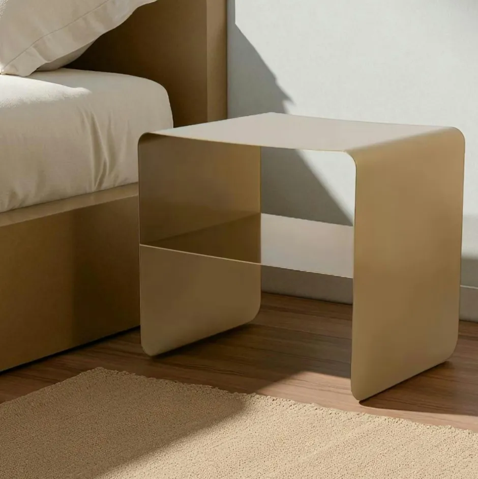 SFAX Bouts De Canapé En Métal|Table d’appoint design métal doré – 2 plateaux