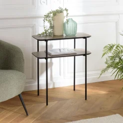 Landaise Bouts De Canapé En Bois|Table d'appoint double plateau effet bois
