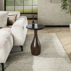 LAGUNA Bouts De Canapé Design|Table d’appoint en verre – cuivre antique, 60 cm