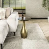 LAGUNA Bouts De Canapé Design|Table d’appoint en verre – antique dorée, 60 cm