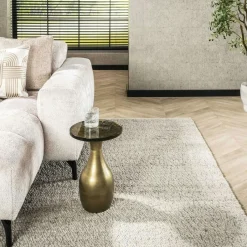 LAGUNA Bouts De Canapé Design|Table d’appoint en verre – antique dorée, 45 cm