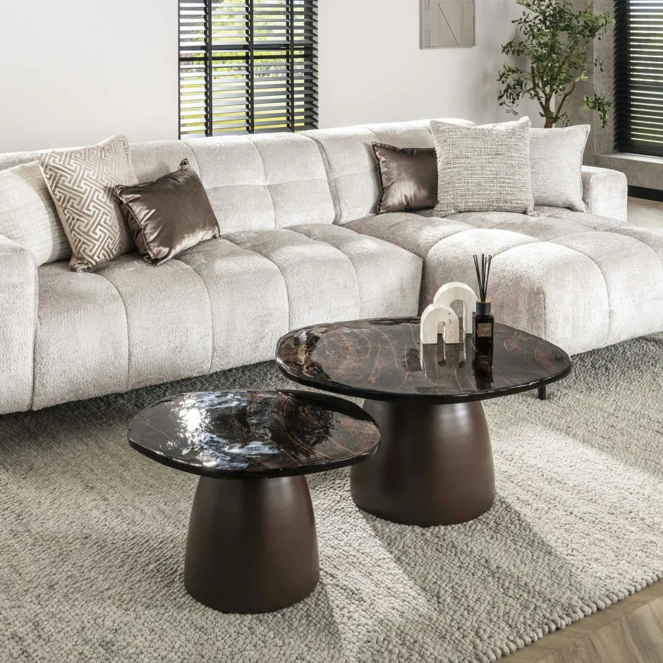 LAGUNA Bouts De Canapé Design|Table d’appoint en verre – antique dorée, 45 cm