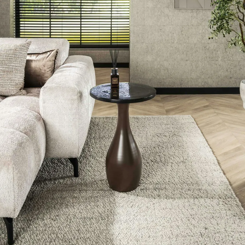 LAGUNA Bouts De Canapé Design|Table d’appoint en verre – cuivre antique, 45 cm