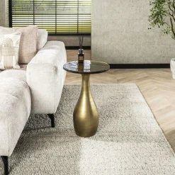 LAGUNA Bouts De Canapé Design|Table d’appoint en verre – cuivre antique, 45 cm