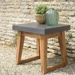 HERCULE Tables D'Appoint De Jardin|Table d'appoint pour jardin bois et résine effet béton