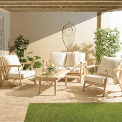 HERCULE Tables D'Appoint De Jardin|Table d'appoint ronde de jardin plateau béton beige pieds métal