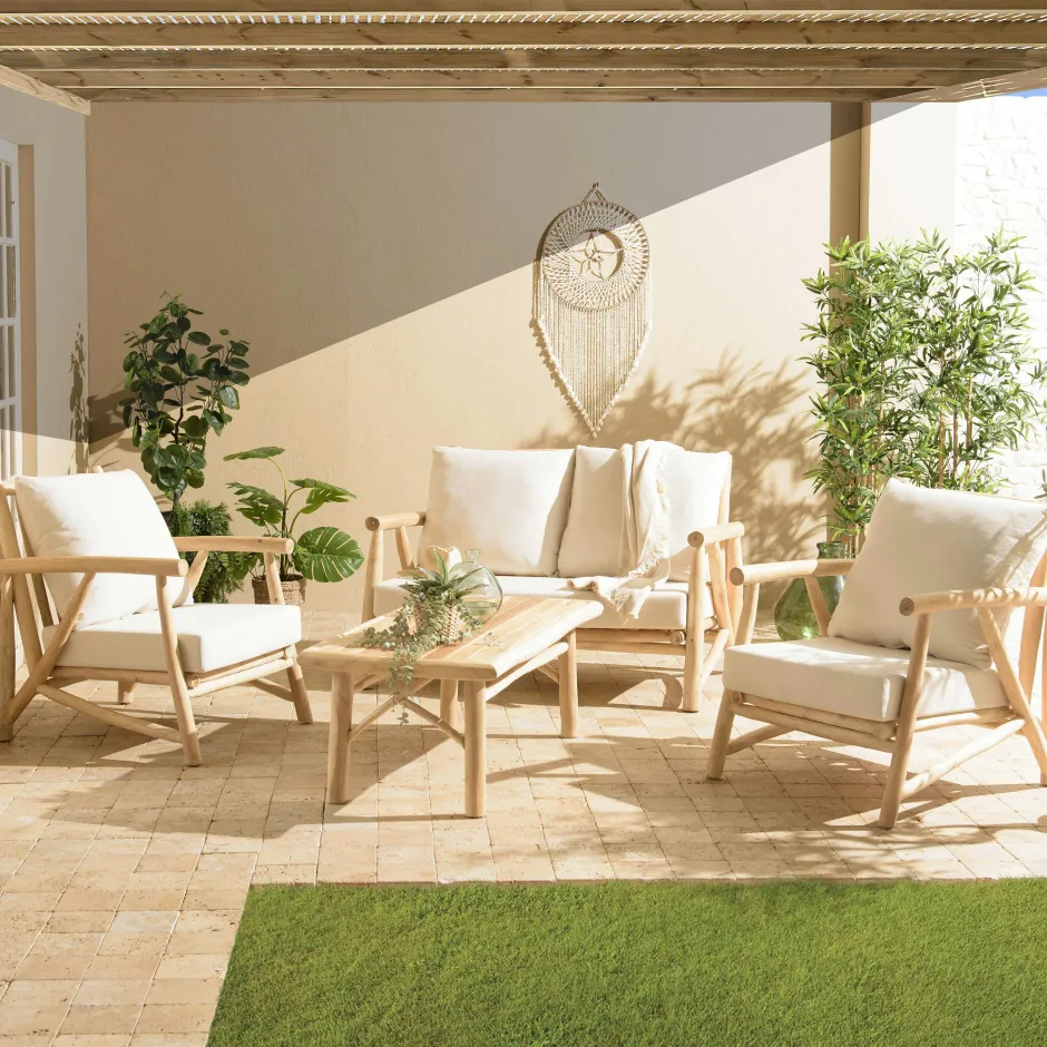 HERCULE Tables D'Appoint De Jardin|Table d'appoint ronde de jardin plateau béton beige pieds métal