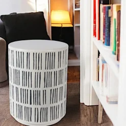 NOVA Bouts De Canapé Design|Bouts De Canapé En Bois|Table d'appoint ronde manguier blanc et noir