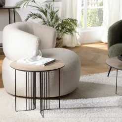 Landaise Bouts De Canapé En Bois|Table d'appoint ronde pieds modernes