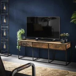 Swing Bouts De Canapé En Métal|Bouts De Canapé En Bois|Table d'appoint ronde teck recyclé métal PM