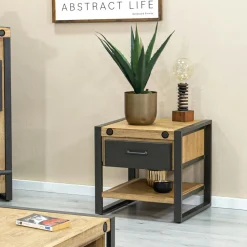 Brooklyn Tables De Chevet Industrielles|Table de chevet industrielle bois-métal 1 tiroir et 1 plateau bas