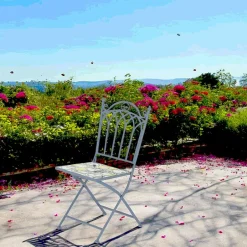 GRENADE Tables De Jardin|Table de jardin bleue décor mosaïque citrons 118 cm