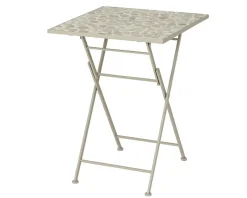 GRENADE Tables De Jardin|Table de jardin carrée 58 cm gris/beige décor mosaïque galets