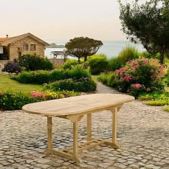 SUMMER Tables De Jardin|Table de jardin en teck brut ovale extensible 120/180x90x75cm