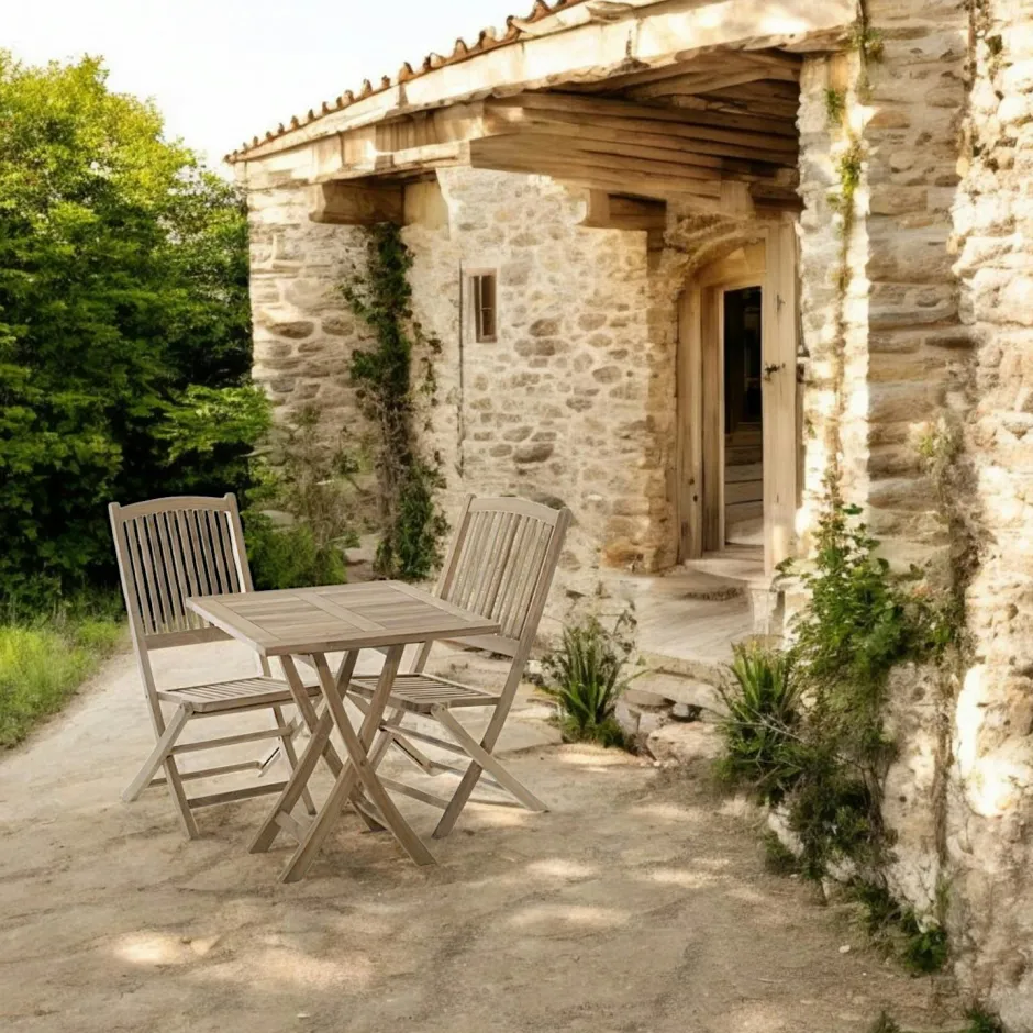 SUMMER Tables De Jardin|Table de jardin en Teck brut carrée pliante 70cm