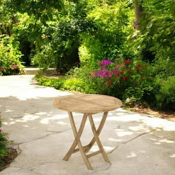 SUMMER Tables De Jardin|Table de jardin en Teck brut ronde pliante 80cm