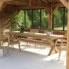 MANY Tables De Jardin|Table de jardin pieds en croix teck recyclé naturel 320 cm