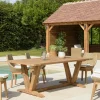 MANY Tables De Jardin|Table de jardin pieds en V teck recyclé naturel 220 cm