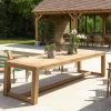 MANY Tables De Jardin|Table de jardin pieds inclinés teck recyclé naturel 300 cm