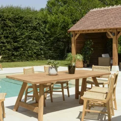 MANY Tables De Jardin|Table de jardin pieds inclinés teck recyclé naturel 300 cm