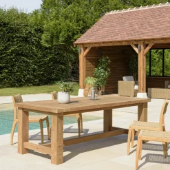 MANY Tables De Jardin|Table de jardin pieds inclinés teck recyclé naturel 300 cm