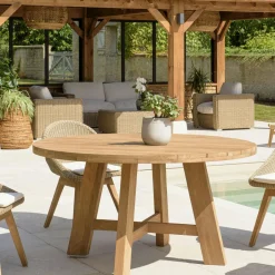 MANY Tables De Jardin|Table de jardin ronde D150 cm teck recyclé naturel