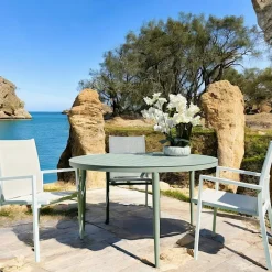 STOCKHOLM Tables De Jardin|Meubles En Aluminium Brafab|Table de jardin ronde en aluminium vert argile Ø 100 cm