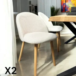 DIKA Tables À Manger Rectangulaires|Tables À Manger En Bois|Table de repas béton beige pieds bois design